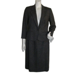 Vintage PENDLETON Suit, Jacket 12/Skirt 14, Wool Tweed, Gray/Black